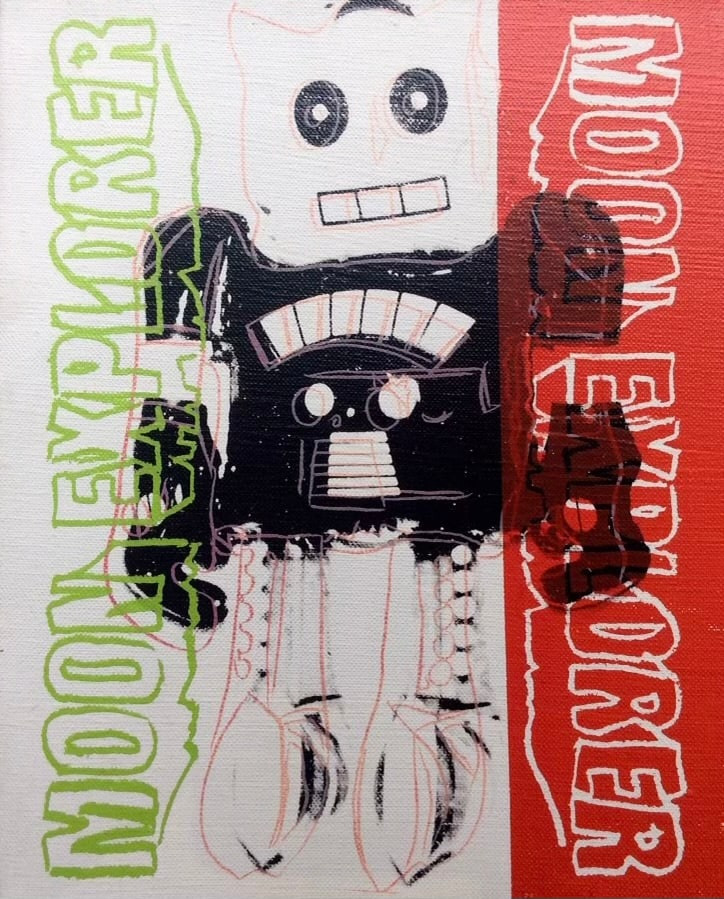 Andy Warhol - Moon Robot Explorer, from Toy Paintings, 1983, Synthetic polymer and silkscreen ink on canvas
