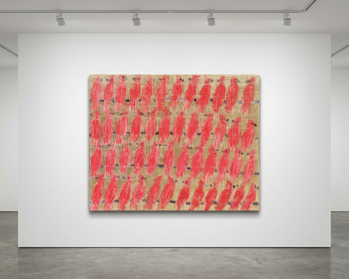 Hunt Slonem - Cardinals Migration South, 2026, Oil on Canvas 