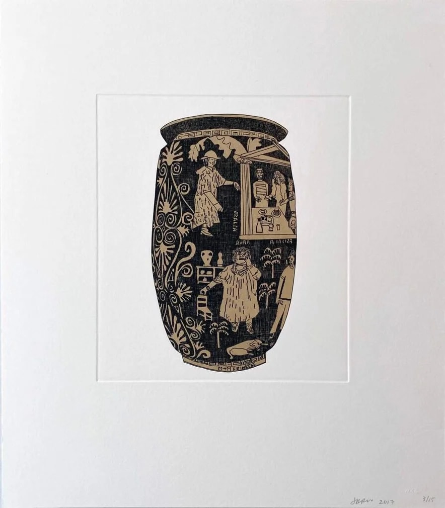 Jonas Wood - 8 Pots (7), 2017, Chin-collé etching on somerset paper
