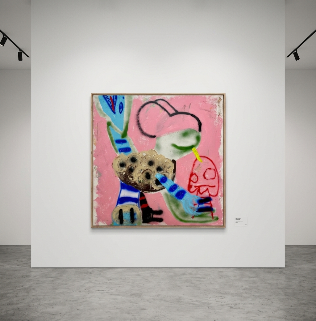 Niall Campbell Strachan - A Balanced Lifestyle Is Essential, 2026, Oil stick, acrylic, spray paint on canvas 