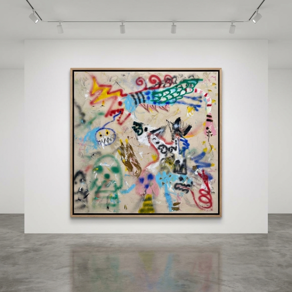 Niall Campbell Strachan - Loose Ends, 2026, Oil stick, acrylic, spray paint on canvas 