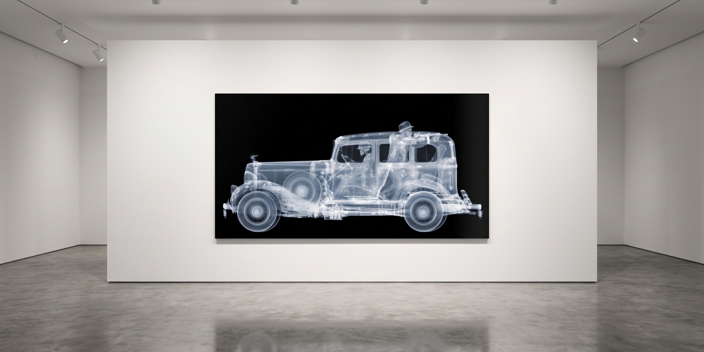 Nick Veasey - 1930’s Pontiac with Gangsters, Framed Chromaluxe