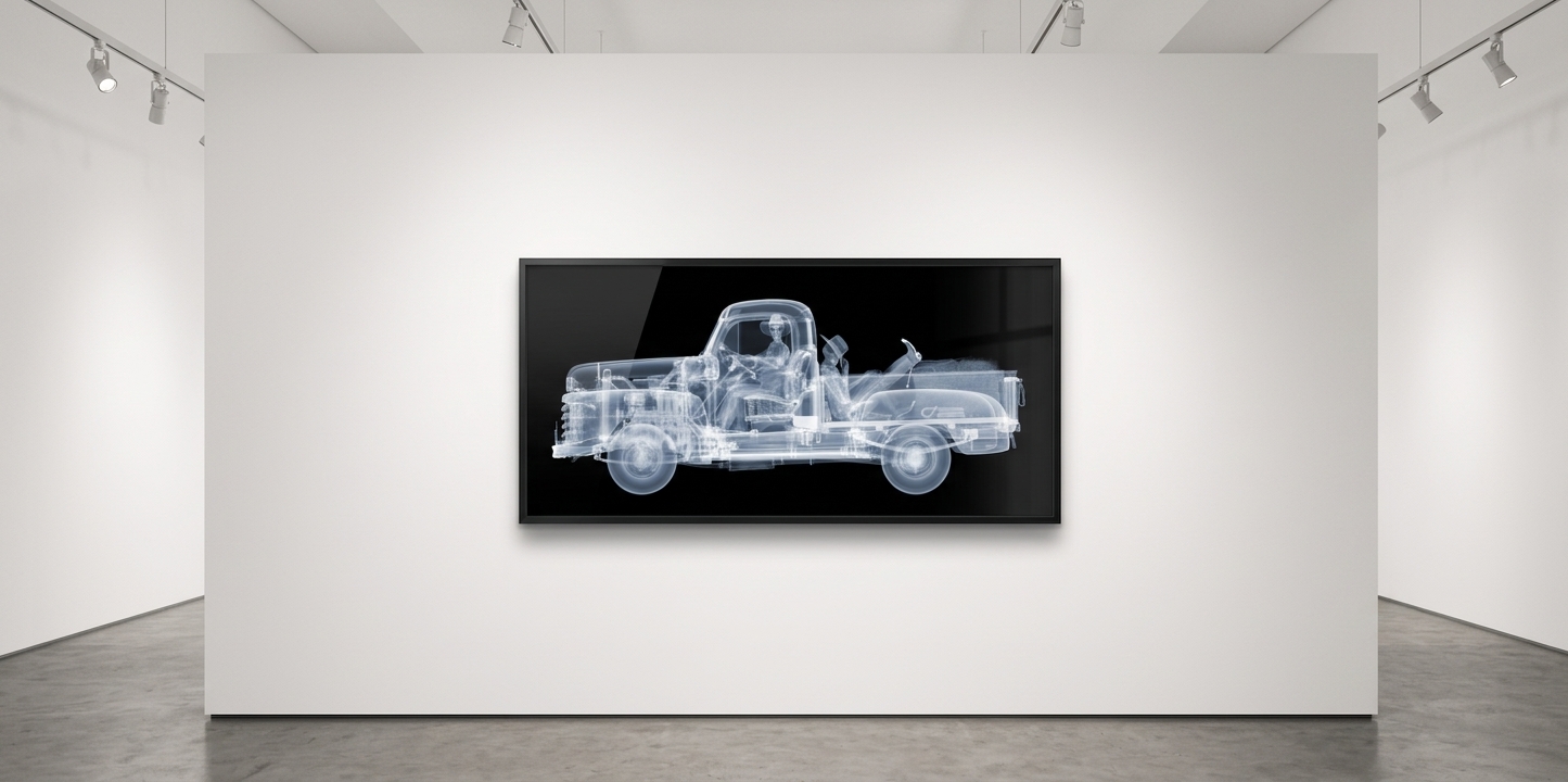 Nick Veasey - 1948 Mercury Cowboy, Framed Chromaluxe 