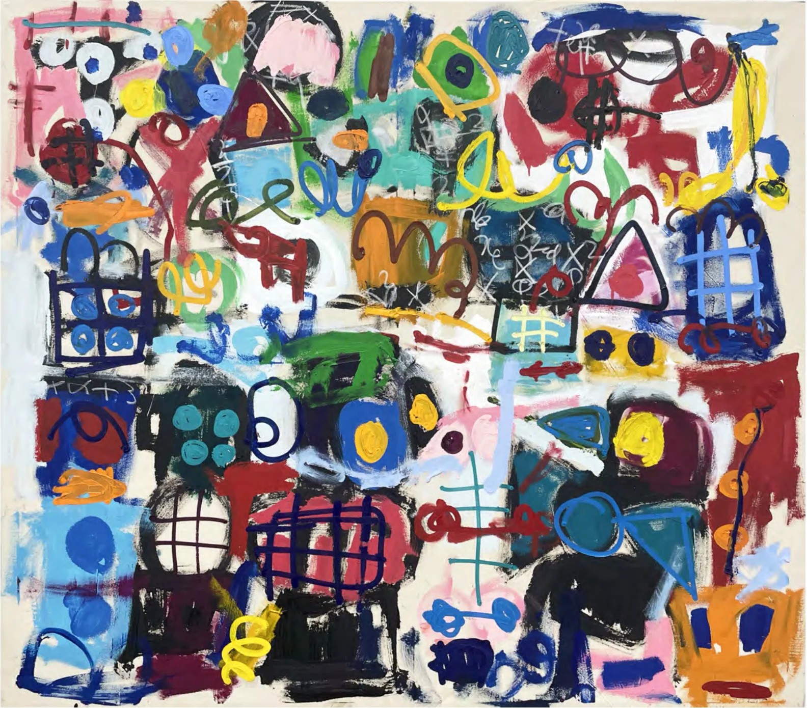 Taher Jaoui - Colored Semi Figures, 2026, Oil and Acrylic on Canvas