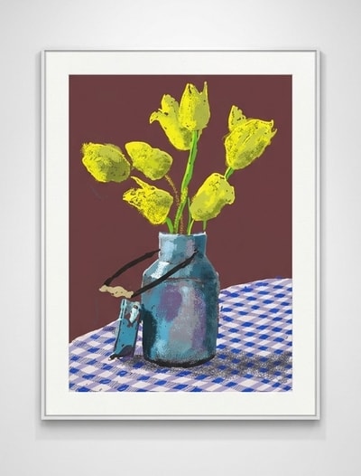 David Hockney - 21st April, Yellow Flowers In A Small Milk Churn, 2021