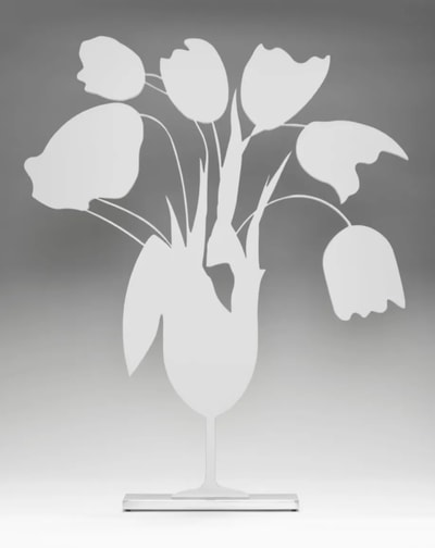 Donald Sultan - White Tulips and Vase, April 4, 2014