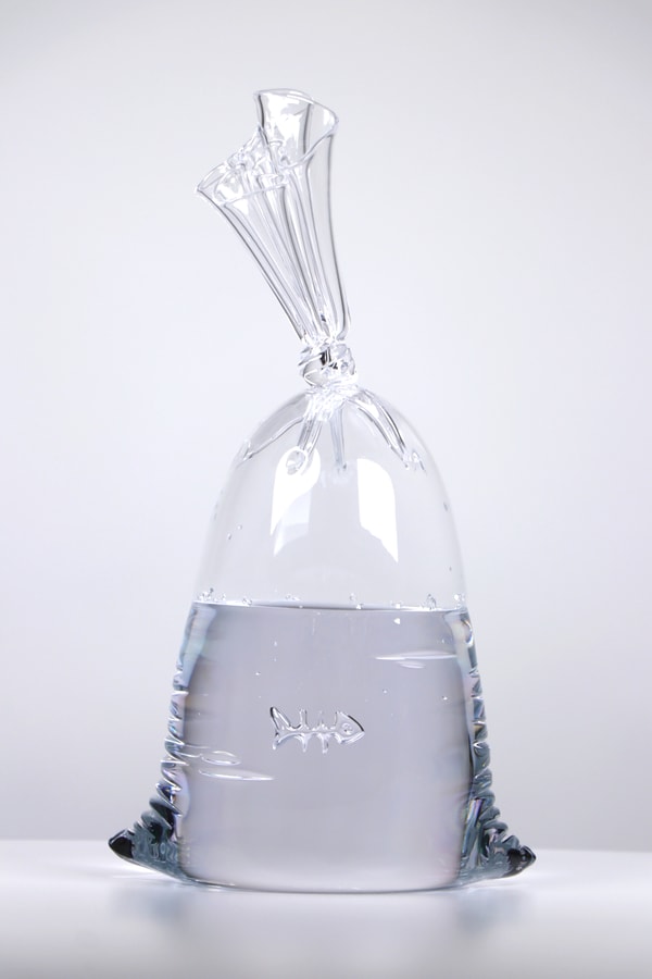 Dylan Martinez - Bubble Fish 15 (skeleton fish), Glass Sculptures - Hot Sculpted, Sandblasted, Acid Etched