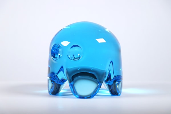 Dylan Martinez - Inky Pac-Man Ghost, 2026, Hand blown glass sculpture