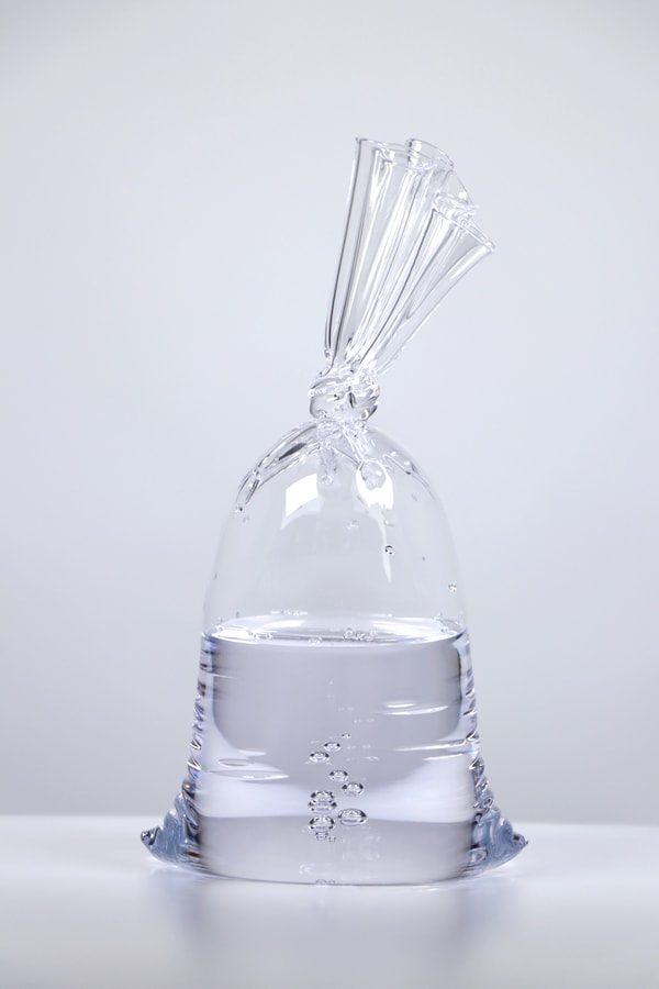 Dylan Martinez - Water Bag : F21, 2026, Glass Sculptures - Hot Sculpted, Sandblasted, Acid Etched