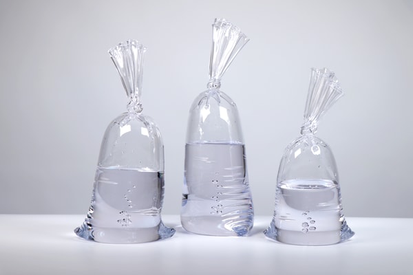 Dylan Martinez - Water Bag Trio: F19, F20, F21, Glass Sculptures - Hot Sculpted, Sandblasted, Acid Etched