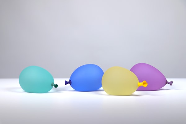 Dylan Martinez - Water Balloon Group 1 - Light Green, Cool Breeze,Yellow, Purple, 2026, Glass Sculptures - Hot Sculpted, S...