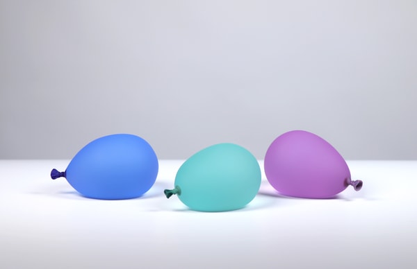 Dylan Martinez - Water Balloon Trio 2 - Cool Breeze, Light Green, Purple, 2026, Glass Sculptures - Hot Sculpted, Sandblast...