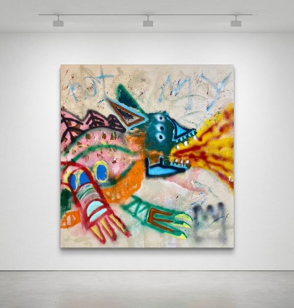 Niall Campbell Strachan - History Painting, 2025, Oil stick, acrylic, spray paint on canvas 