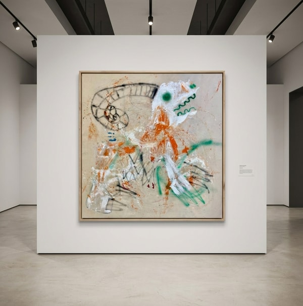 Niall Campbell Strachan - Ram, 2026, Oil stick, acrylic, spray paint on canvas 