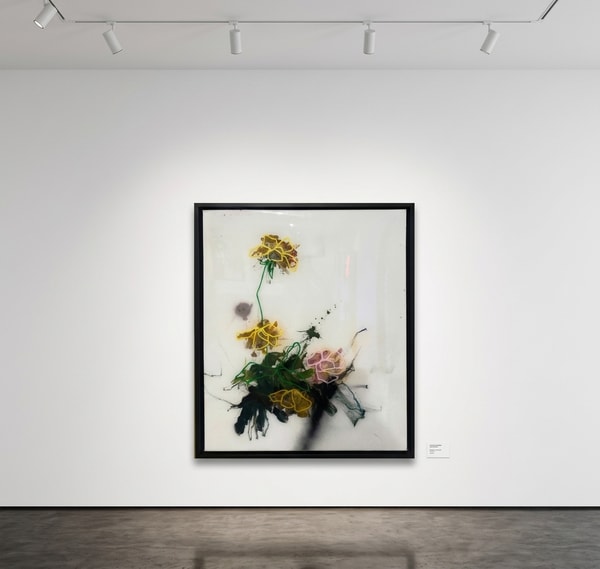Sage Barnes - Study #1, 2024, Acrylic, spray paint, pastel, and resin on canvas wrapped panel