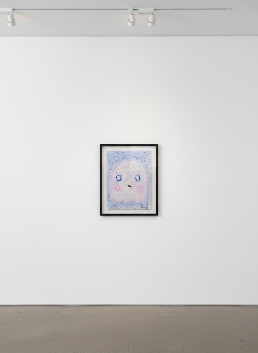 Adam Handler - Find Me Ghost, 2021, Oil stick and pencil on heavy weight paper
Framed in a white 1 in. frame, ¾ in float m...