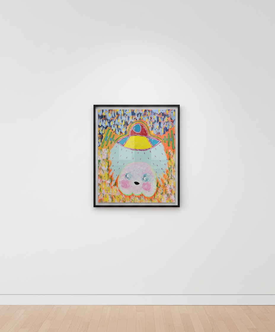 Adam Handler - Ghost Abduction in 1987, 2023, Oil stick, acrylic and pencil on canvas