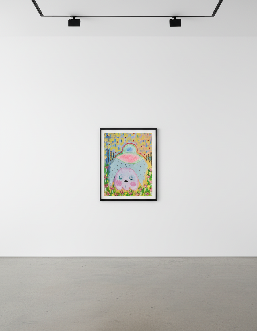 Adam Handler - Ghost Abduction in a virtual garden, 2023, Oil stick, acrylic and pencil on canvas