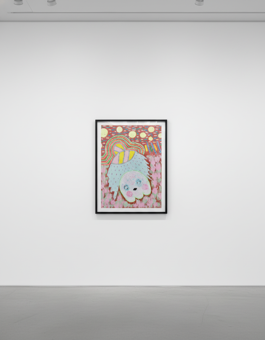 Adam Handler - Ghost Abduction in Bizarro World, 2023, Oil stick, acrylic and pencil on canvas