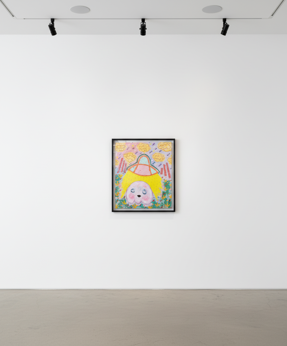 Adam Handler - Ghost Abduction in Toad’s world, 2023, Oil stick, acrylic and pencil on canvas