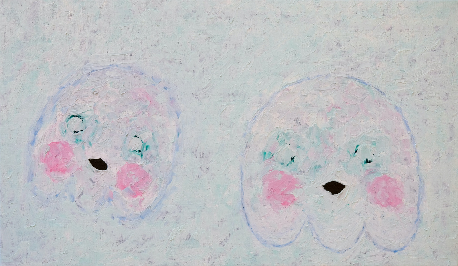 Adam Handler - Lost Blue Ghost Buddies, 2023, Oil stick on linen