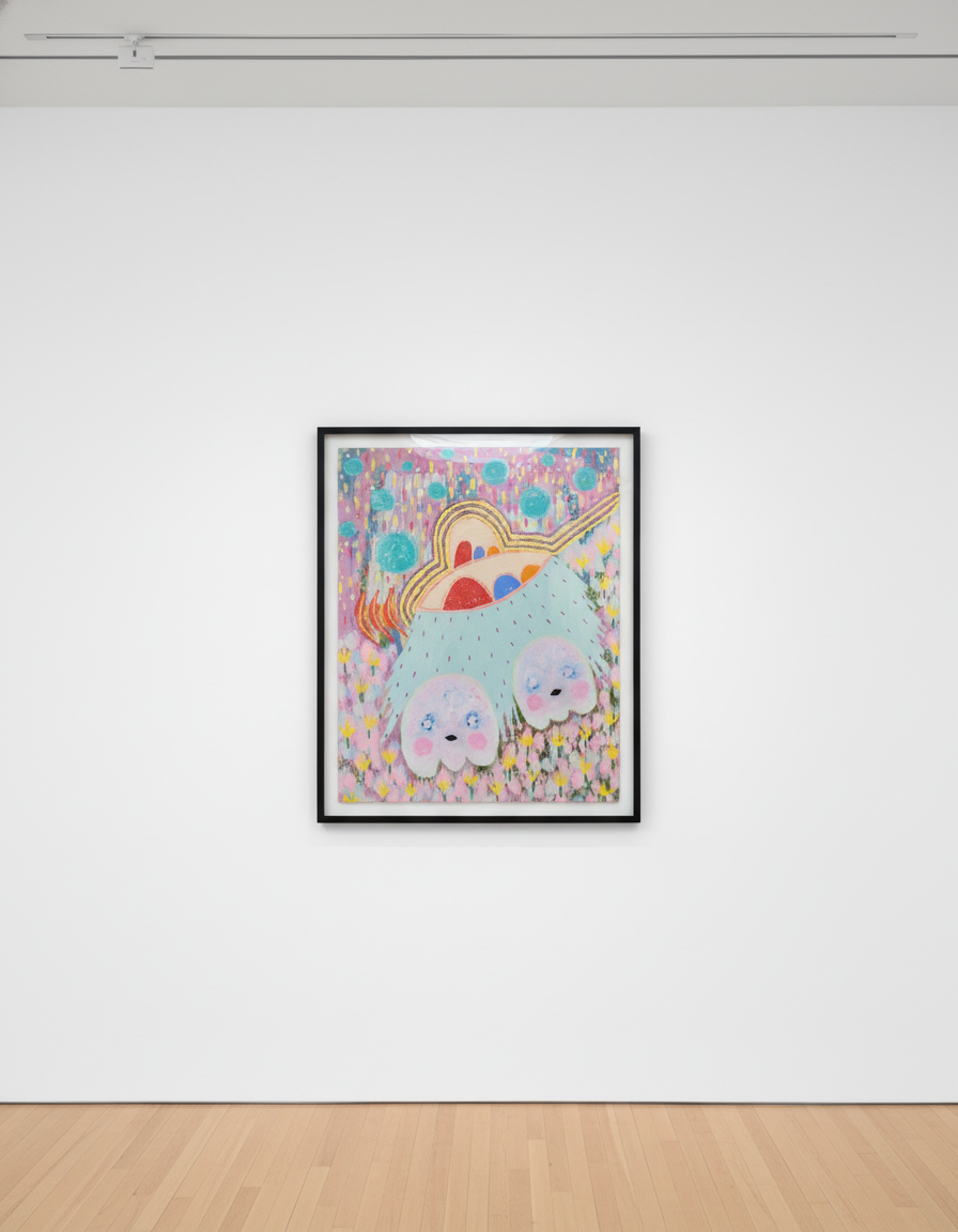 Adam Handler - Lost In A Space Garden Abduction, 2022, Oil stick, acrylic and pencil on canvas