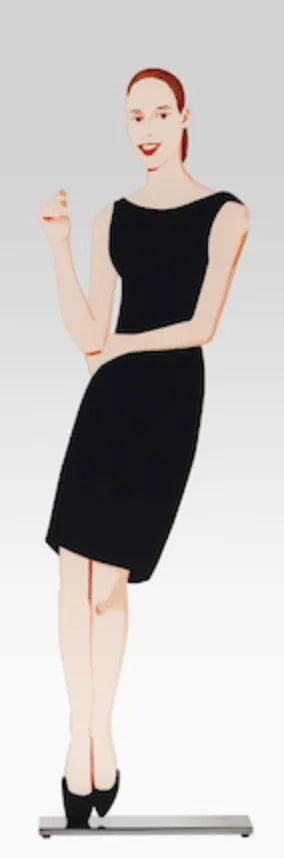 Alex Katz - Black Dress 2 (Ulla), 2018, Cutout from shaped shaped powder-coated aluminum, printed on each side with UV cur...