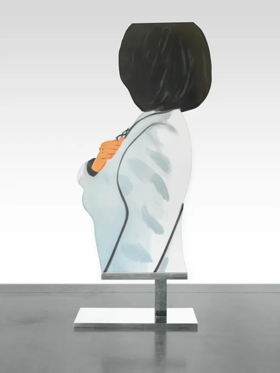 Alex Katz - Vivien in White Coat, 2022, Porcelain enamel on shaped steel