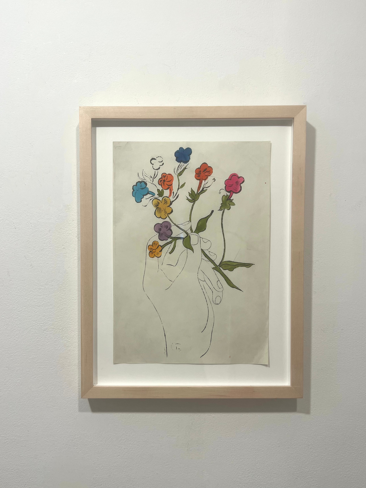 Andy Warhol - A Hand and Flowers F.S. IV 125, ca . 1957, Offset lithograph and watercolor on paper