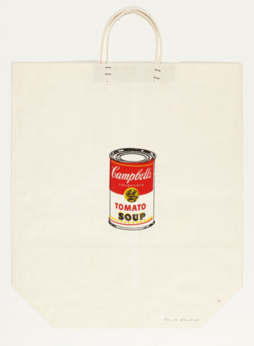 Andy Warhol - Campbell's Soup Can (Tomato)  F.S. II 4, 1964, Screen print on shopping bag