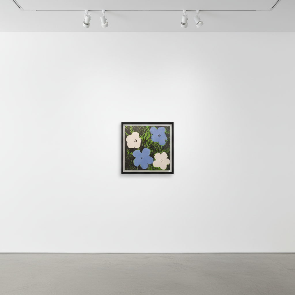 Andy Warhol - Flowers White & Blue, 1965, Synthetic polymer and silkscreen ink on canvas
