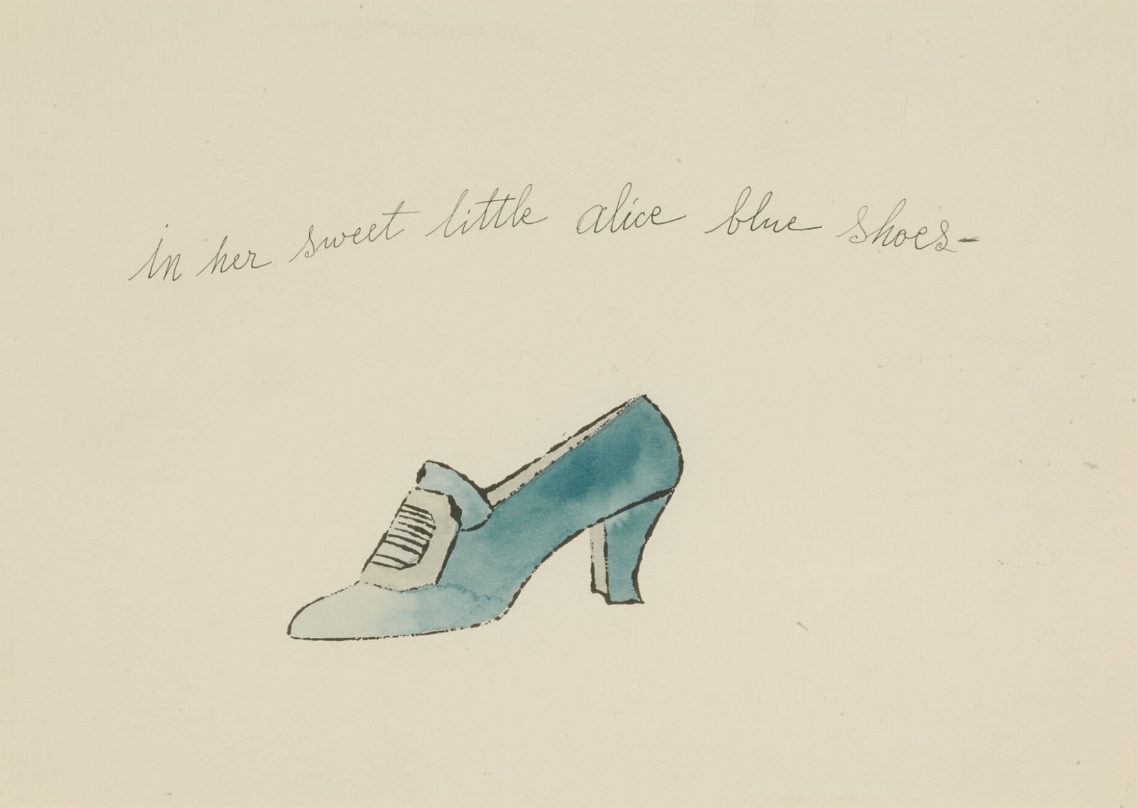 Andy Warhol - In Her Sweet Little Alice Blue Shoes F.S. IV 79A, from A La Recherche Du Shoe Perdu, 1955, Offset lithograph...