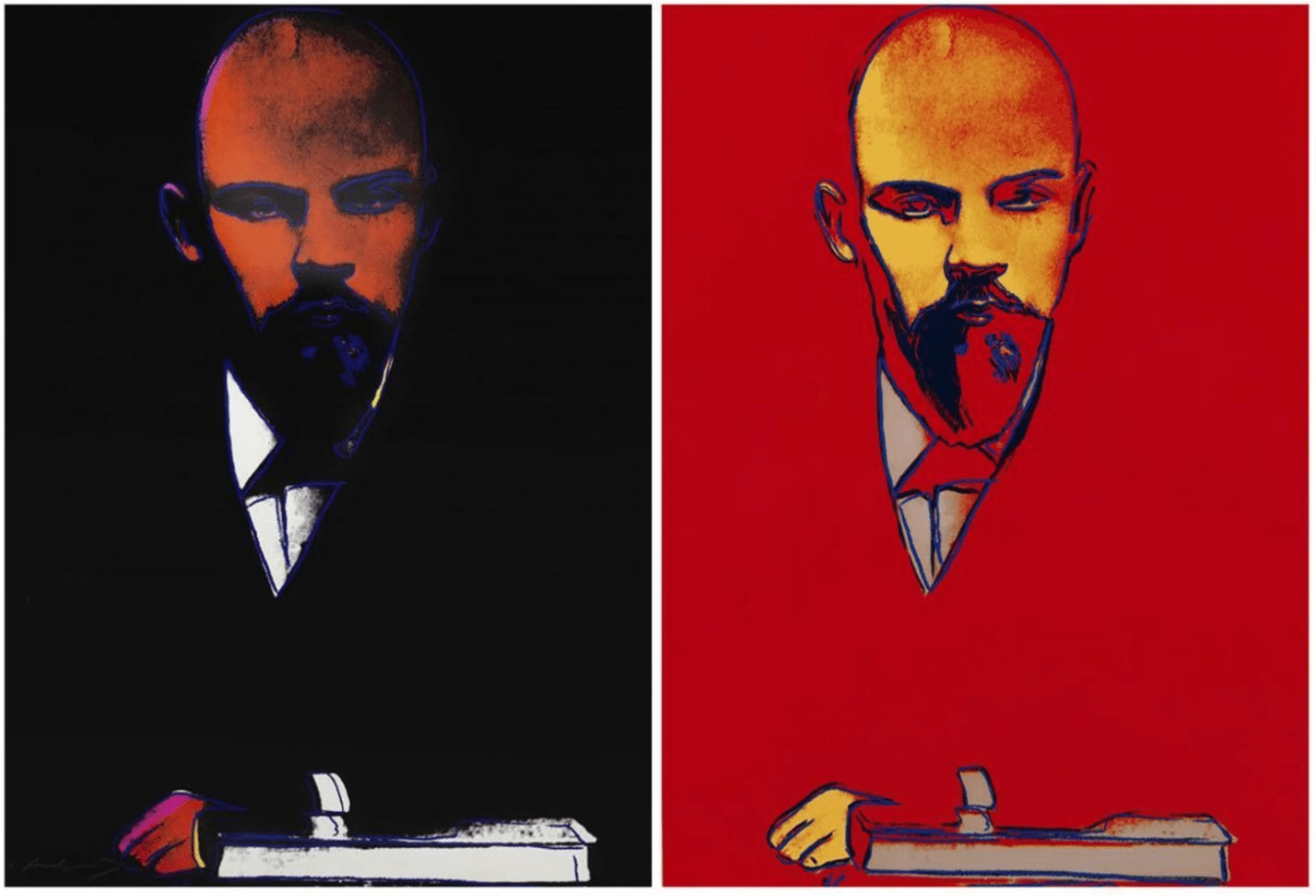 Andy Warhol - Lenin F.S. II 402-403, 1987, The complete set of two screen prints on Arches 88 paper