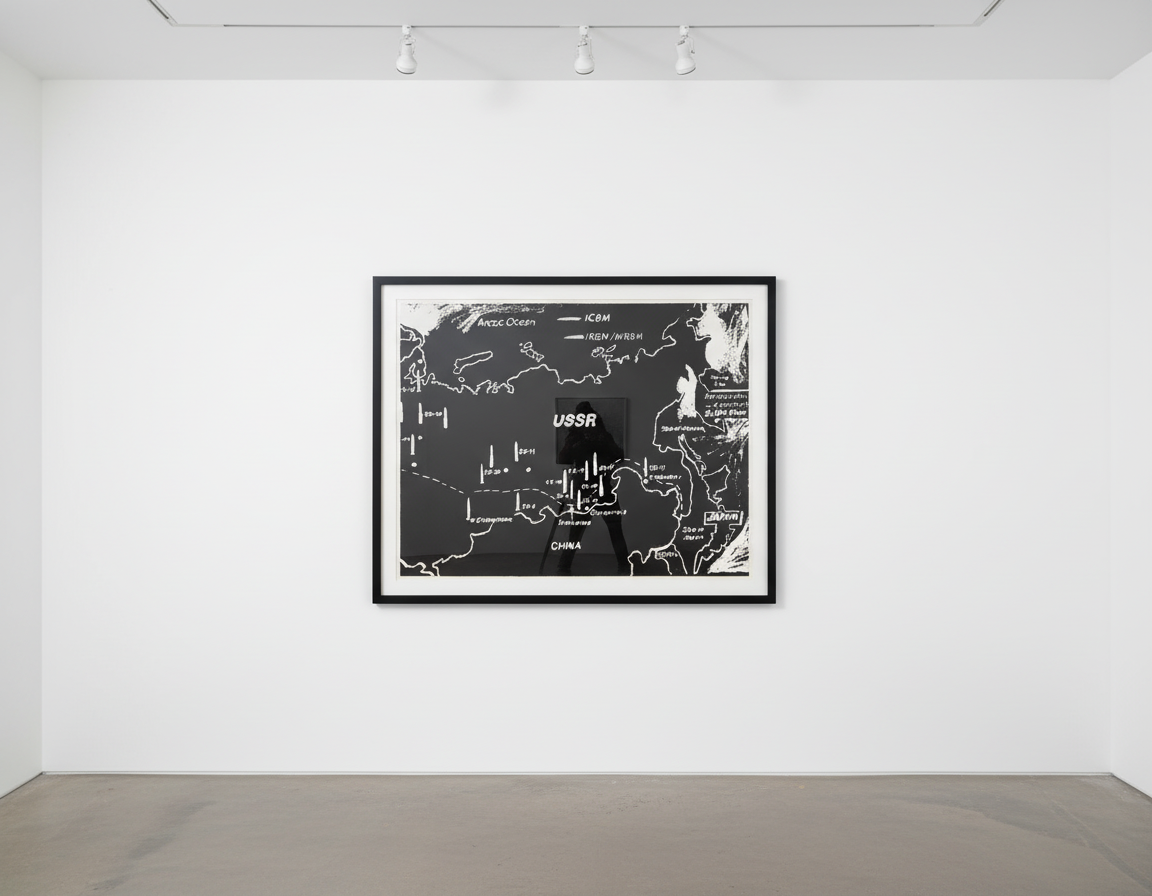 Andy Warhol - Map Of Eastern U.S.S.R. Missile Bases Negative, 1985-86, Acrylic on canvas