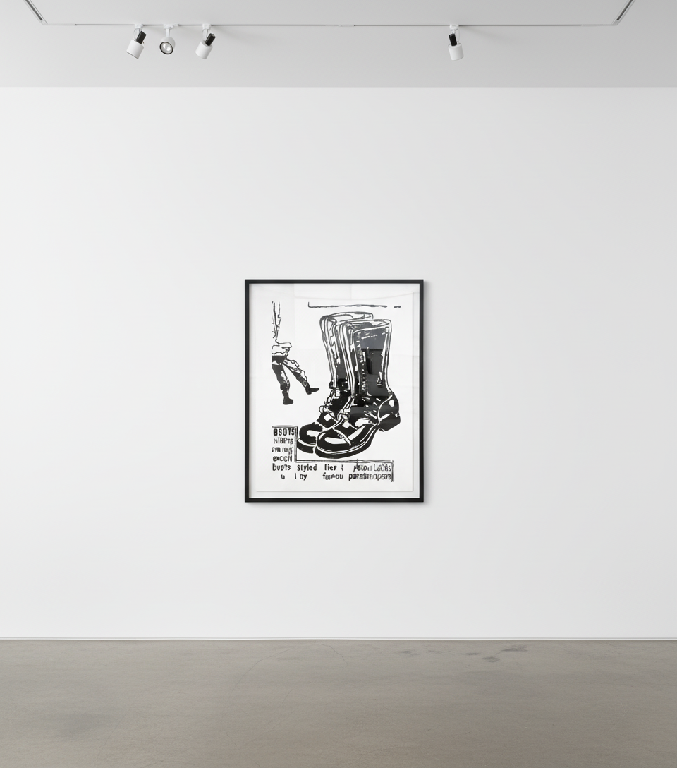 Andy Warhol - Paratrooper Boots Positive, 1985-86, Acrylic on canvas