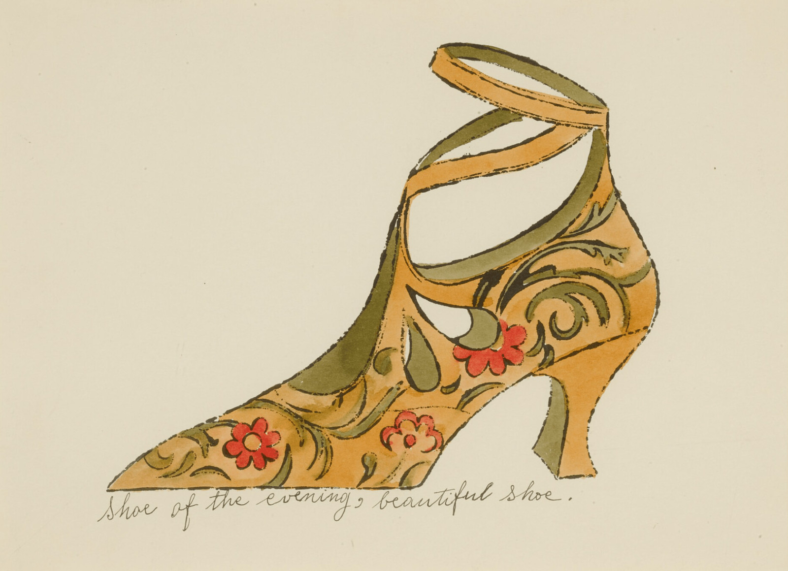 Andy Warhol - Shoe Of The Evening, Beautiful Shoe F.S. IV 77A, from A La Recherche Du Shoe Perdu, 1955, Offset lithographs...