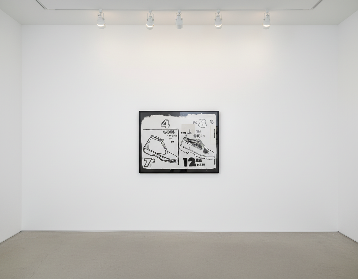 Andy Warhol - Working Boots Positive, 1985-86, Synthetic polymer and silkscreen ink on canvas