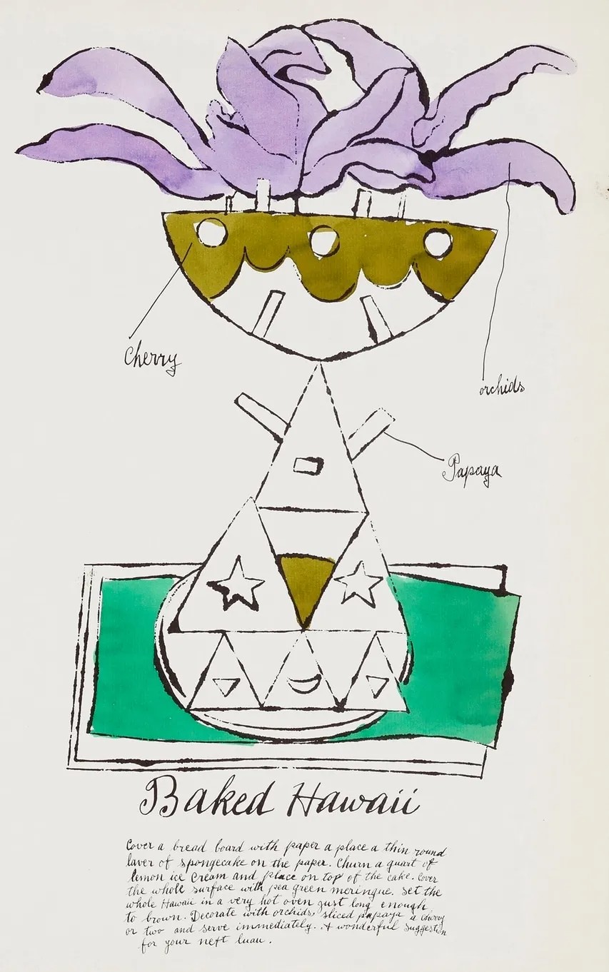 Andy Warhol - Baked Hawaii F.S. IV 137A, from Wild Raspberries, 1959, Offset lithograph on paper with hand coloring