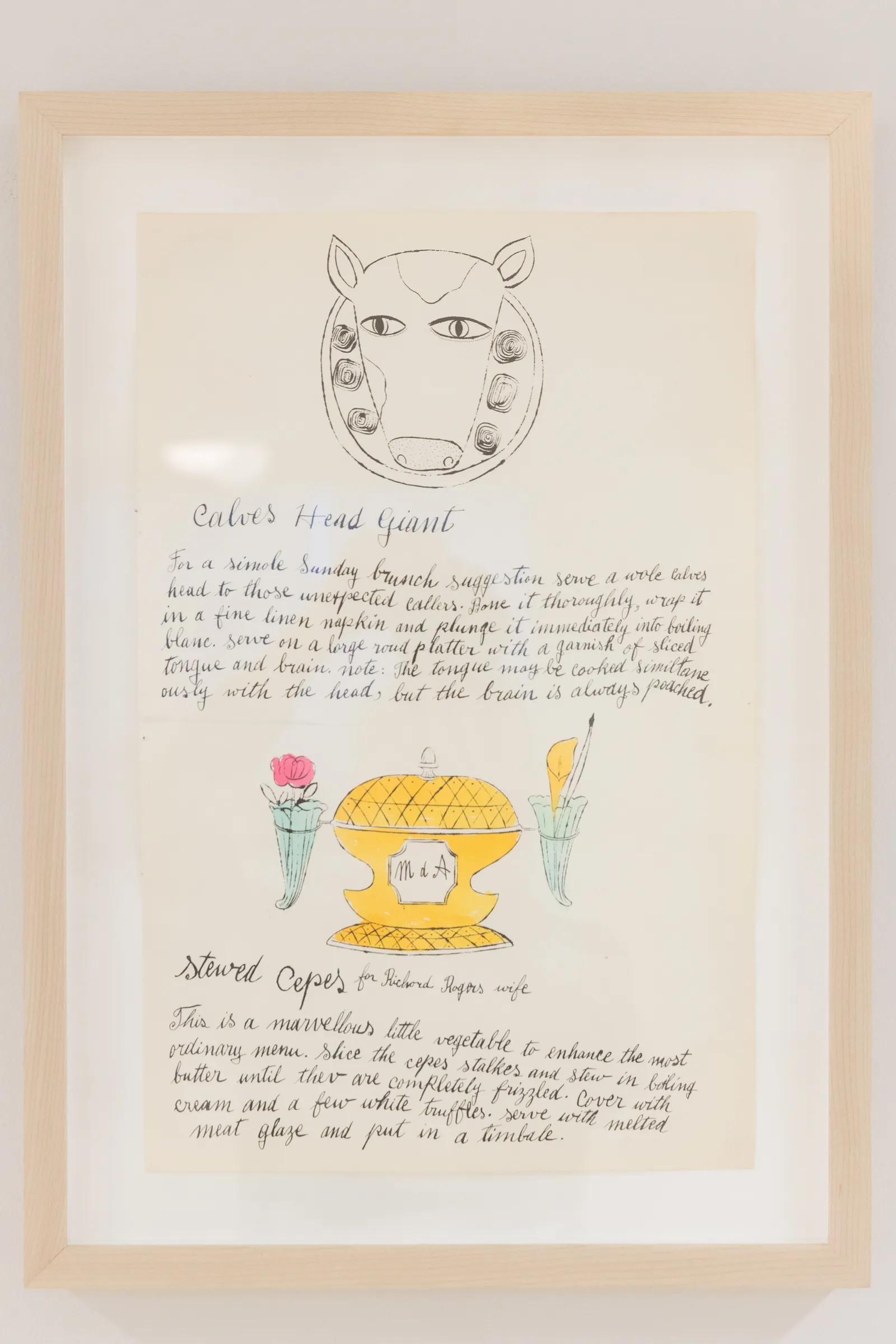 Andy Warhol - Calves Head Giant and Stewed Cepes F.S. IV 129A, From Wild Raspberries, 1959, Offset lithograph on paper wit...