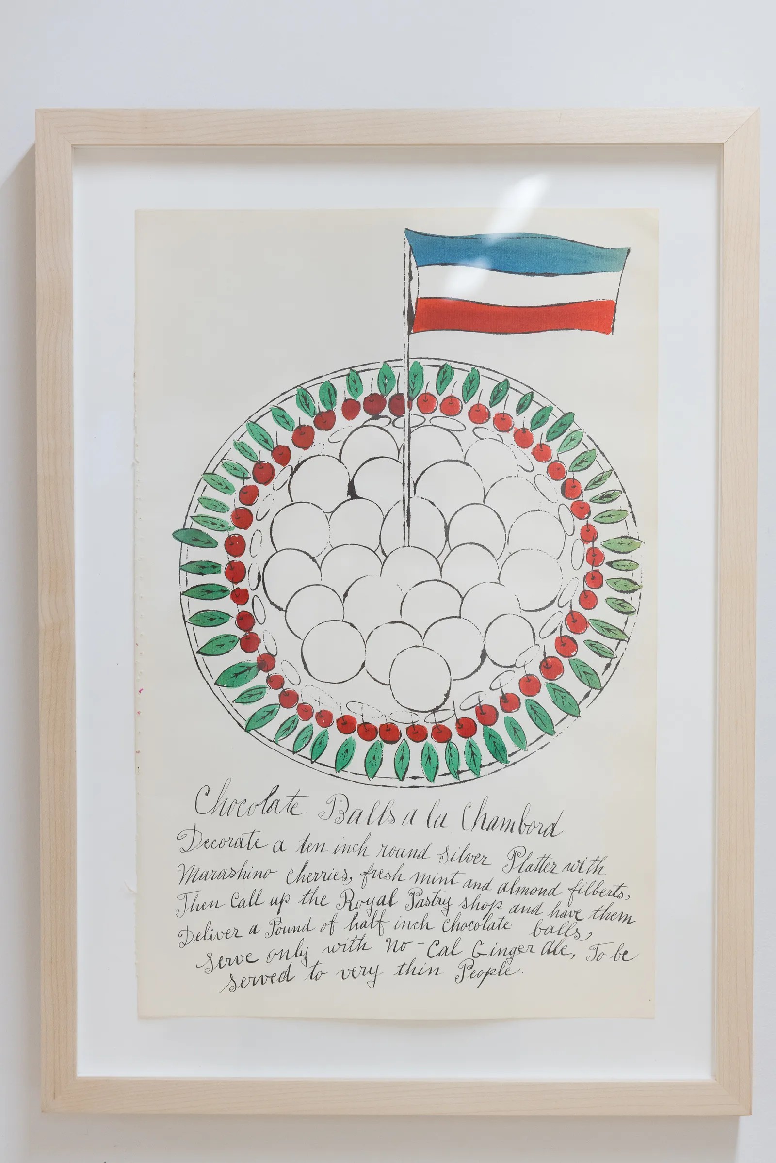 Andy Warhol - Chocolate Balls A La Chambord F.S. IV 128A, from Wild Raspberries, 1959, Offset lithograph on paper with han...