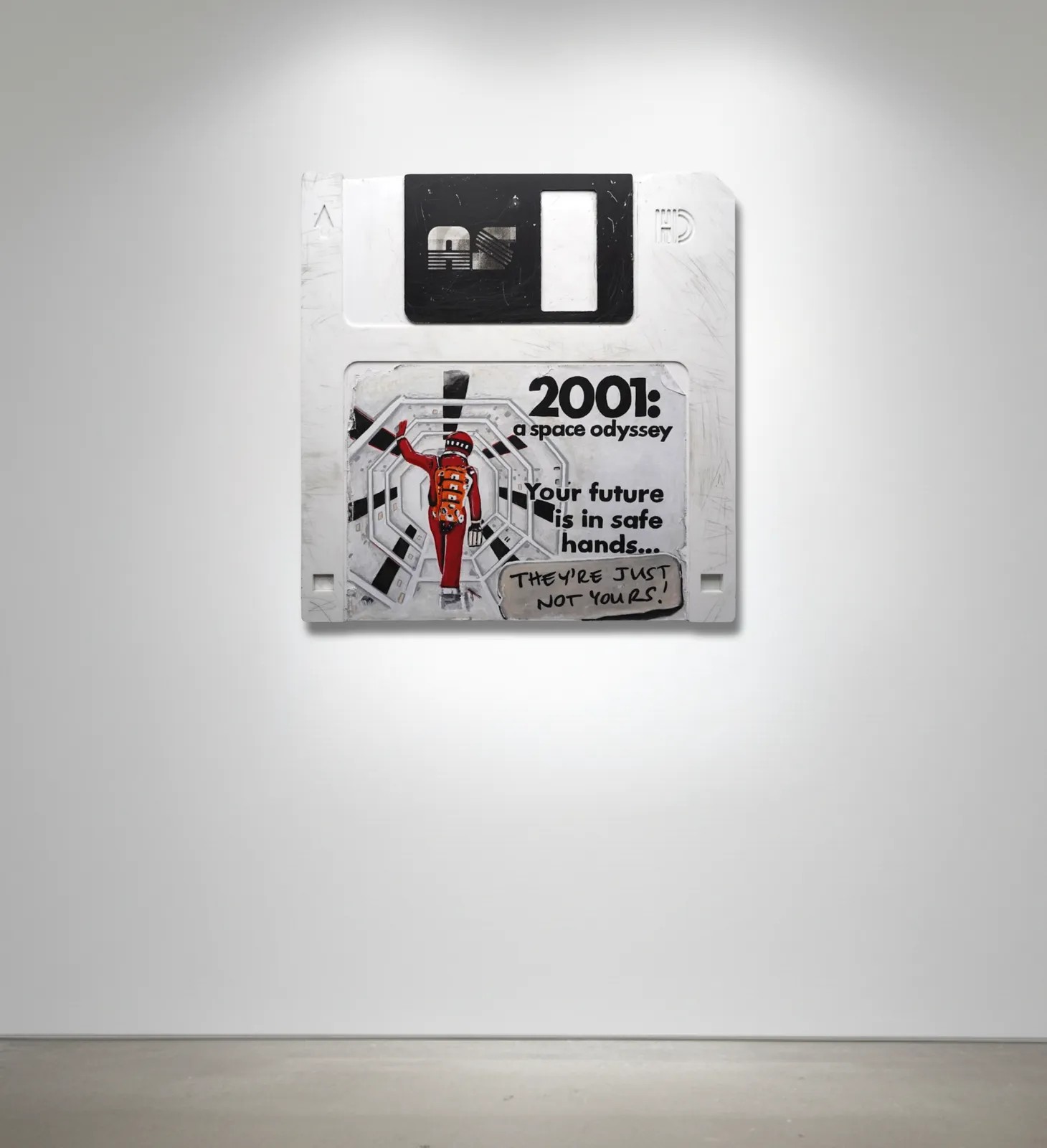 Arlo Sinclair - 2001: Space Odyssey — 28” L, 2026, Acrylic / Aluminium / Paper /  Hand Painted Label