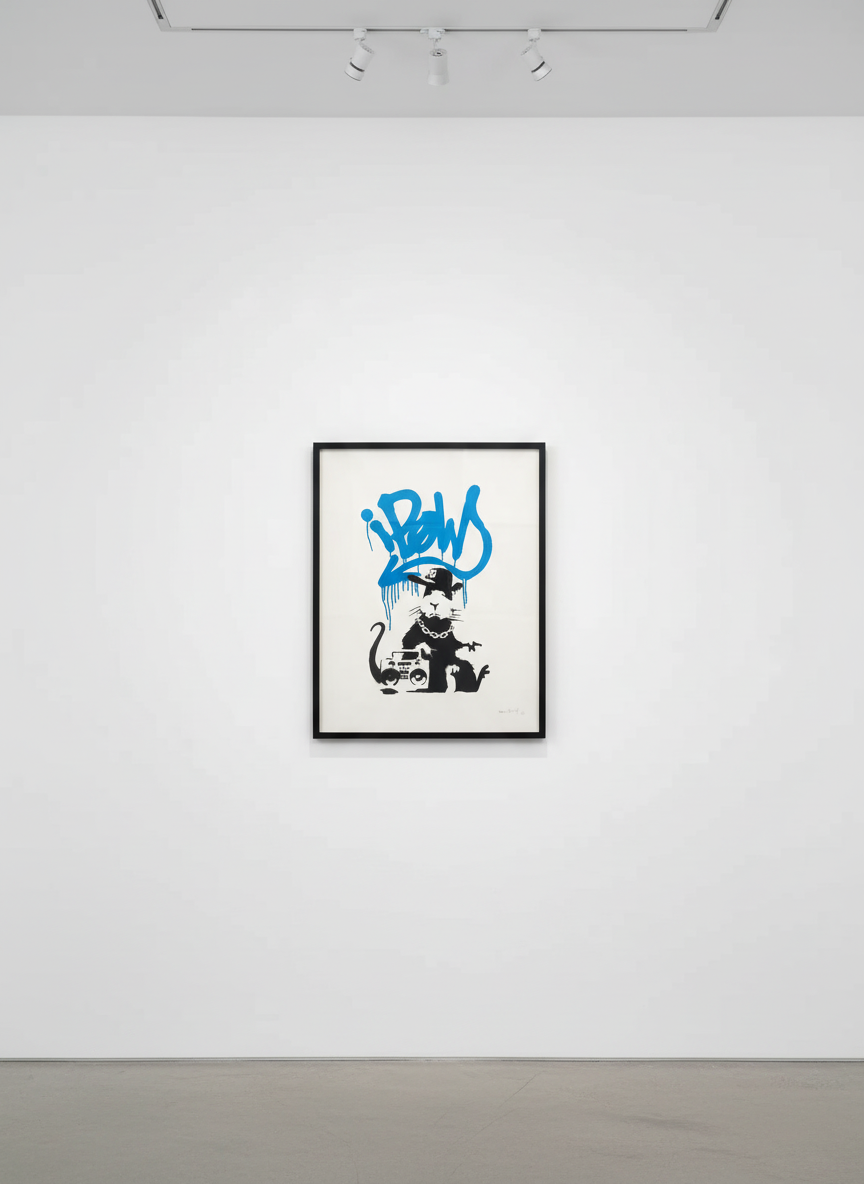 Banksy - Gangsta Rat (Blue) (Signed), 2004, Screen print