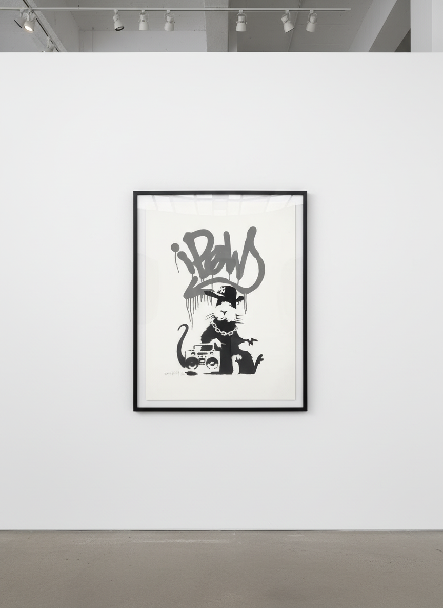 Banksy - Gangsta Rat (Grey) (Signed), 2004, Screen print