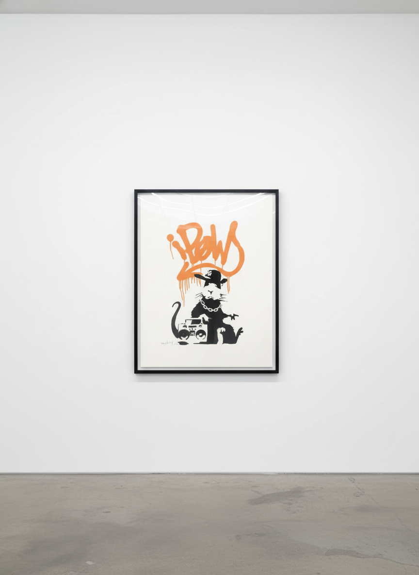 Banksy - Gangsta Rat (Orange) (Signed), 2004, Screen print