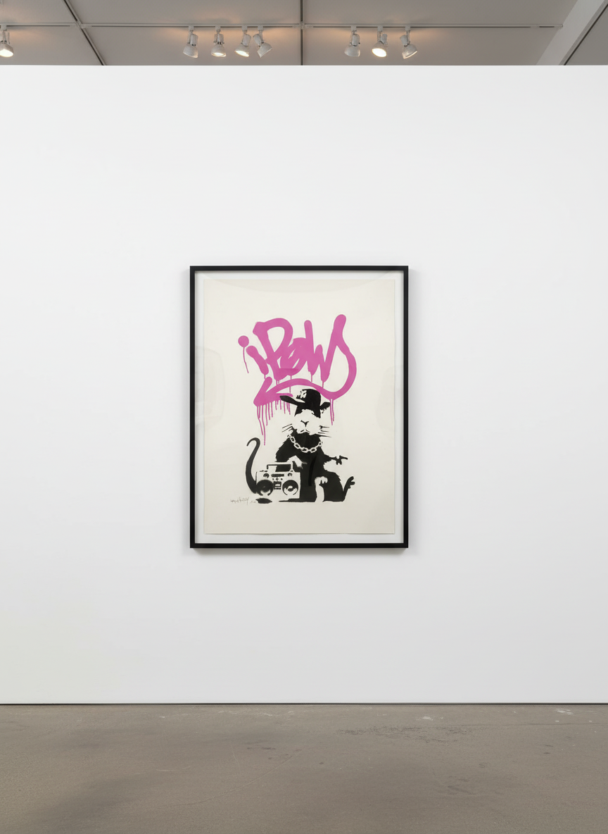 Banksy - Gangsta Rat (Pink) (Signed), 2004, Screen print