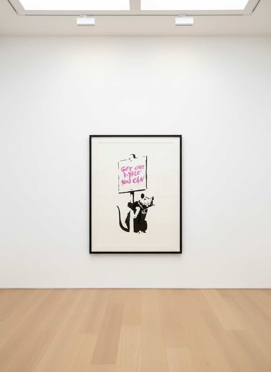 Banksy - Get Out While You Can (Pink) (Unsigned), 2004, Screen print