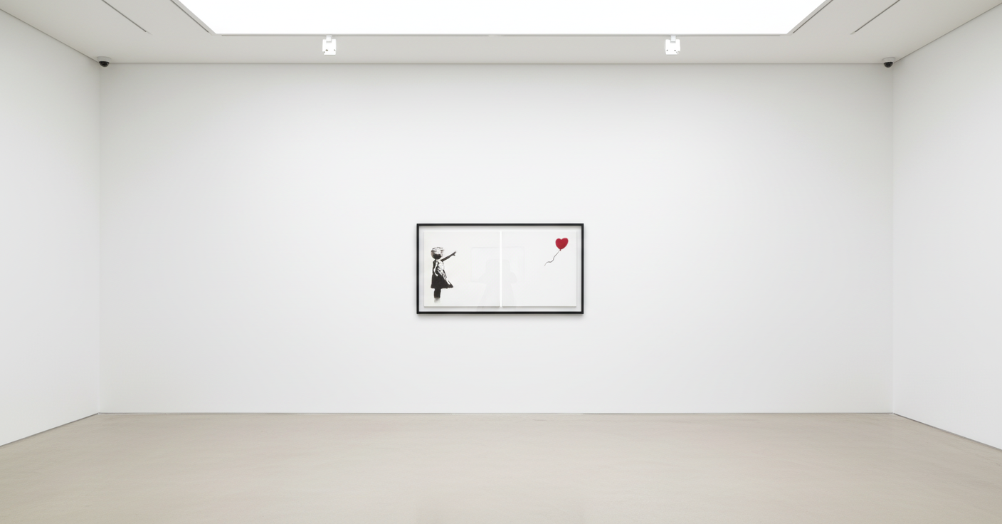 Banksy - Girl With Balloon Diptych, 2006, Spray paint on two canvasses