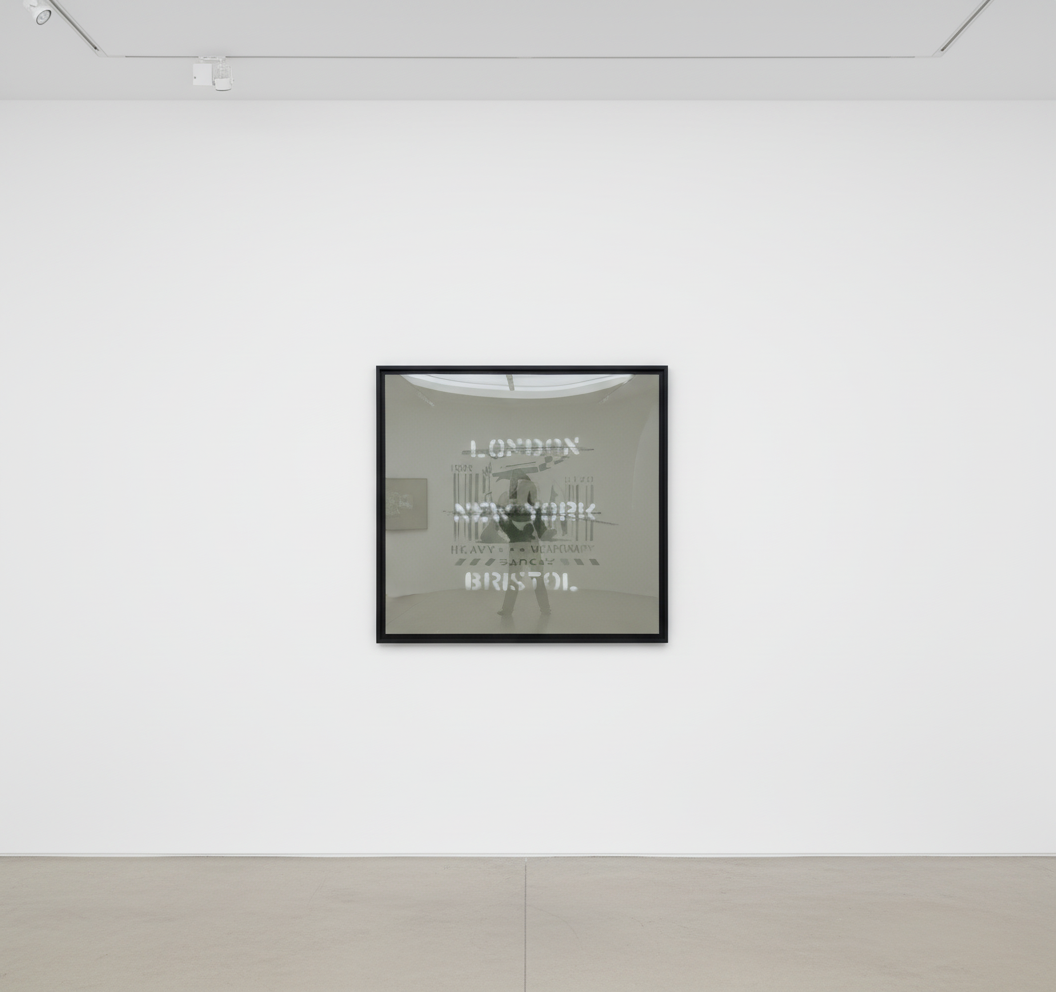 Banksy - Heavy Weaponry (London, New York, Bristol) (Sage Green), 2000, Spray paint on canvas