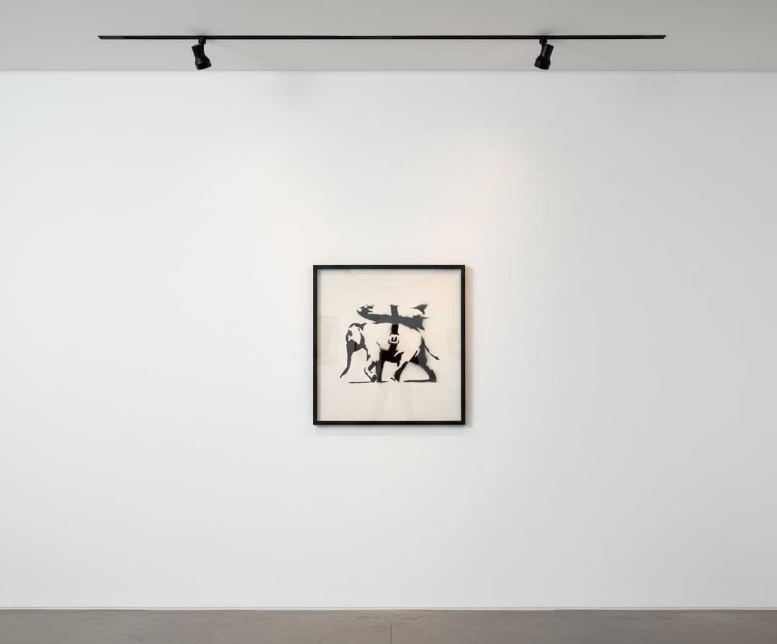 Banksy - Heavy Weaponry, 2000, spray paint and emulsion on canvas