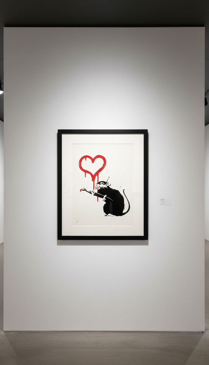 Banksy - Love Rat (Unsigned), 2004, Screen print
Numbered